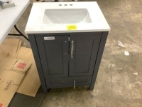 Gray Vanity W/ White Sink