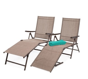 Set of 2 Outdoor Patio Chaise Recliner Lounge Chairs w/ Rust-Resistant Frame,NEW