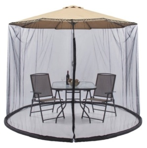 Adjustable Bug Net Accessory for Patio Umbrella w/ Zippered Door - 9ft