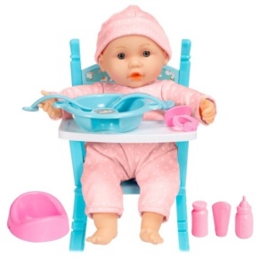 Realistic Baby Doll with Soft Body, Highchair, Potty, Accessories - 12.5in