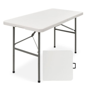 4ft Portable Folding Plastic Dining Table w/ Handle, Lock