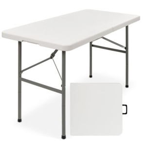 4ft Portable Folding Plastic Dining Table w/ Handle, Lock