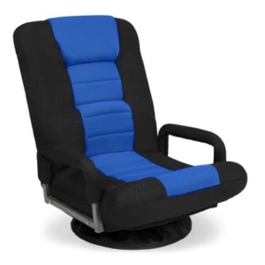 Gaming Floor Chair w/ 360-Degree Swivel, Armrest, Adjustable Backrest, Black/Blue, Appears New