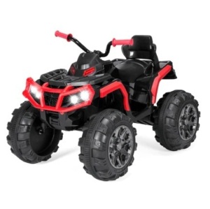 12V Kids Ride-On 4-Wheeler Quad ATV Car w/ 3.7mph Max, Bluetooth, Headlights, Red, Appears New