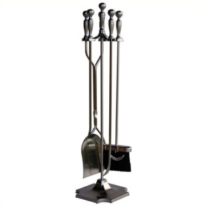 UniFlame 5-Piece Iron Fireplace Tool Set, Satin Pewter - E-Comm Return, Appears New  