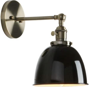 Lot of (4) Permo 6.3-Inch Metal Dome Shade Industrial Wall Sconce Lighting Fixtures, Black - New  