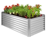 Outdoor Metal Raised Garden Bed for Vegetables, Flowers, Herbs - 6x3x2ft, Silver