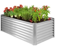 Outdoor Metal Raised Garden Bed for Vegetables, Flowers, Herbs - 6x3x2ft, Silver