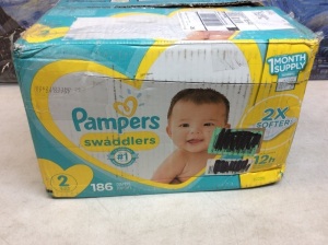 Pampers Swaddlers Baby Diapers, Size 2, 186 Ct - New