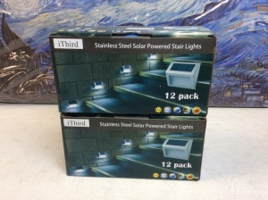 Lot of (2) IThird 6 LED Solar Powered Outdoor Stair Lights, 12 Pack, Warm White - New