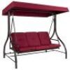 3-Seat Outdoor Canopy Swing Glider Furniture w/ Converting Flatbed Backrest