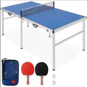 Portable Ping Pong Table Tennis Game Set w/ Paddles, Balls - 6x3ft