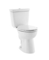 AquaSource&nbsp;Anti-microbial White Dual Flush Elongated Chair Height 2-piece WaterSense Toilet 12-in Rough-In Size - Small Chip by Base & Chips on Inside of Tank