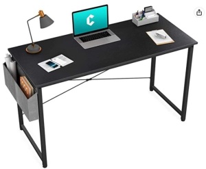 Cubiker Computer Desk Home Office Writing Study Desk, Modern Simple Style Laptop Table with Storage Bag, Black,E-COMMERCE RETURN