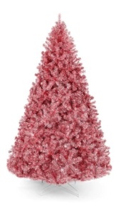 Pink Artificial Tinsel Christmas Tree w/ Foldable Stand,APPEARS NEW