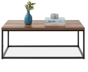 44in Modern Industrial Rectangular Wood Grain Coffee Table w/ Metal Frame,E-COMMERCE RETURN