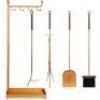 5-Piece Modern Contemporary Indoor Outdoor Fireplace and Firepit Tool Set