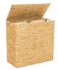 Extra Large Water Hyacinth Double Laundry Hamper Basket w/ 2 Liner Bags, Brown