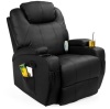 Faux Leather Swivel Glider Massage Recliner Chair w/ Remote Control, 5 Modes, Black