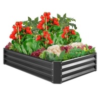 Outdoor Metal Raised Garden Bed for Vegetables, Flowers, Herbs, Dark Gray