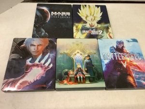 Lot of (5) Collectible Steel Game Cases, Empty, Ecommerce Return