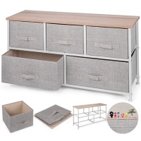 5-Drawer Storage Organizer Unit with Fabric Bins. Appears New.&nbsp;39.37" x 11.42" x 21.65"