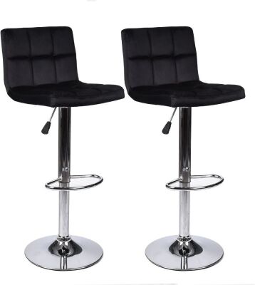 ELECWISH Set of 2 Velvet Fabric Adjustable Swivel Hydraulic Bar Stools