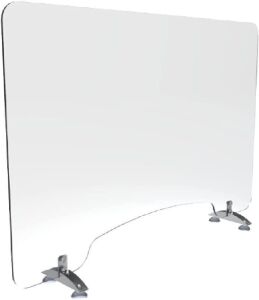 Versa Products Desktop Sneeze Guard, Pass-Thru Window, Extra Thick Clear Acrylic, Non-Scuff Suction Cup Feet, 36" x 24" 