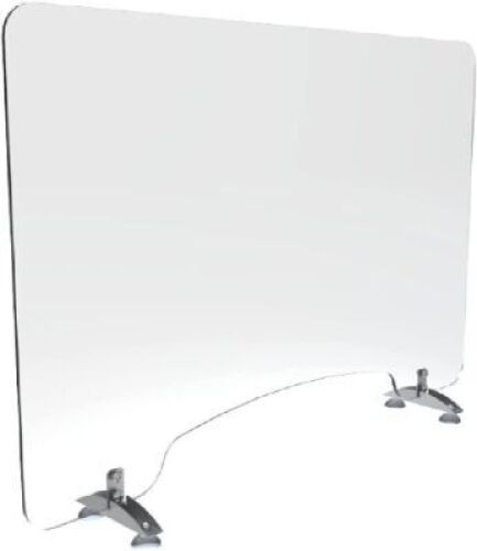 Versa Products Desktop Sneeze Guard, Pass-Thru Window,&nbsp;Extra Thick Clear Acrylic, Non-Scuff Suction Cup Feet,&nbsp;36" x 24"&nbsp;