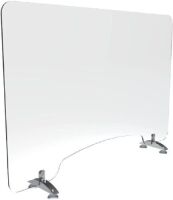 Versa Products Desktop Sneeze Guard, Pass-Thru Window,&nbsp;Extra Thick Clear Acrylic, Non-Scuff Suction Cup Feet,&nbsp;36" x 24"&nbsp;