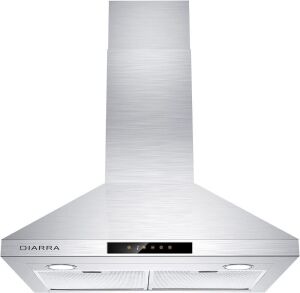 CIARRA Range Hood 30 inch 450 CFM Convertible Wall Mount Vent Hood for Kitchen in Stainless Steel, CAS75206 