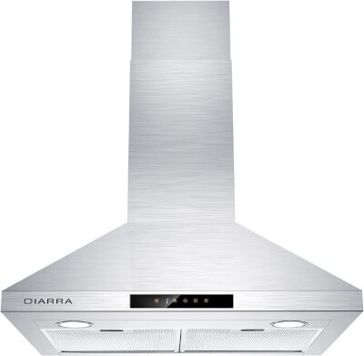 CIARRA Range Hood 30 inch 450 CFM Convertible Wall Mount Vent Hood for Kitchen in Stainless Steel, CAS75206 