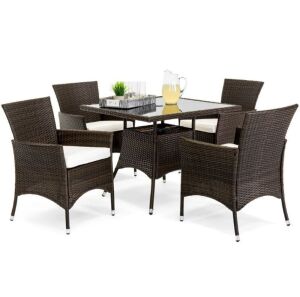 5-Piece Wicker Patio Dining Table Set w/ 4 Chairs - Loose Hardware