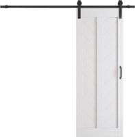 TENONER Sliding Barn Door Hardware Kit Solid MDF & Wood Top Mount Single Rail V Frame Needed to be Assembled &ndash; White 30 inch&nbsp;