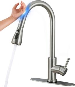 GAPPO Touch Kitchen Faucet with Pull Down Sprayer, Single Handle, Stainless Steel Brushed Nickel