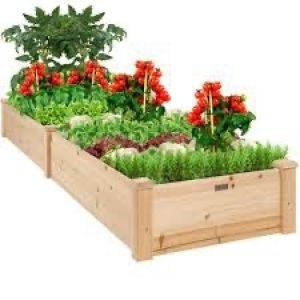 8x2ft Wooden Raised Garden Bed Planter for Garden, Lawn, Yard