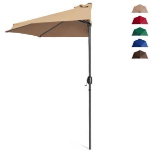 Half Patio Umbrella w/ 5 Ribs, Crank - 9ft