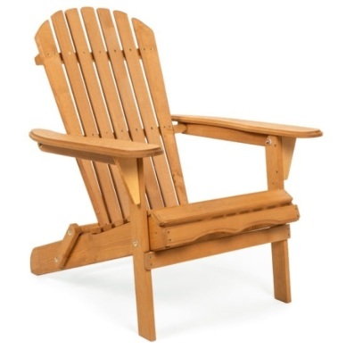 Folding Wooden Adirondack Chair Accent Furniture w/ Natural Finish - Brown