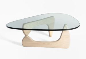 Glass Top Noguchi Coffee Table with Wood Base 