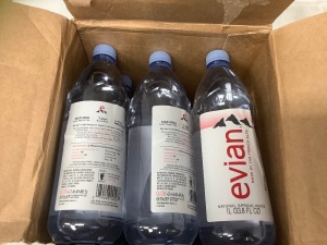 Box of 12 Evian Bottled Water, New, Retail 19.99