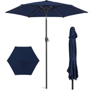 Outdoor Market Patio Umbrella w/ Push Button Tilt, Crank Lift - 7.5ft, Light Damage, Ecommerce Return