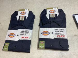 Lot of (2) Dickie's Flex Original Fit Long Sleeve Work Shirts for Men, 2 XL 