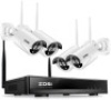 ZOSI Wireless Security Cameras System 1080P HD WiFi NVR and 4pcs 100ft Night Vision 1.0MP 720P Indoor Outdoor Wireless CCTV Cameras, AUTO-PAIR, Smartphone Remote Access (NO Hard Drive). NEW