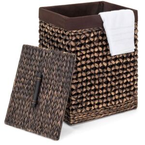 Water Hyacinth Woven Laundry Hamper Basket w/ Removable Liner, Lid