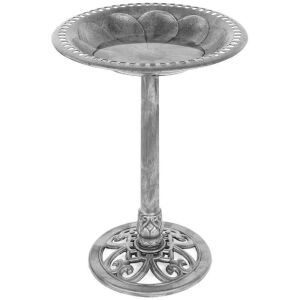 Vintage Outdoor Garden Bird Bath w/ Fleur-de-Lis Accents