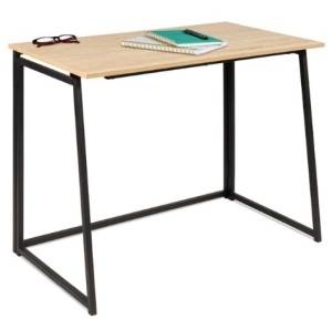 Folding Drop Leaf Office Desk w/ Wood Table Top, Back Shelf - 42in 