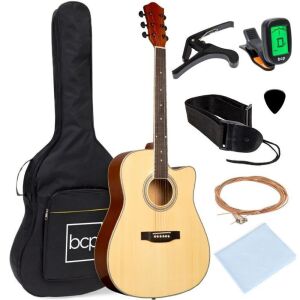 Full Size Beginner Acoustic Guitar Set with Case, Strap, Capo - 41in