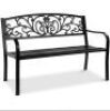 Steel Bench for Outdoor, Patio, Garden w/ Floral Design - 50in