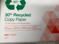 Lot of (10)&nbsp;Staples 30% Recycled 8.5" x 11" Copy Paper Reams, E-Comm Return, Retail 95.90