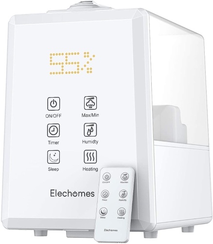Elechomes UC5501 Ultrasonic Humidifier, 6L Vaporizer Warm and Cool Mist with Remote, Customized Humidity, Sleep Mode, LED, White - Appears New&nbsp;&nbsp;